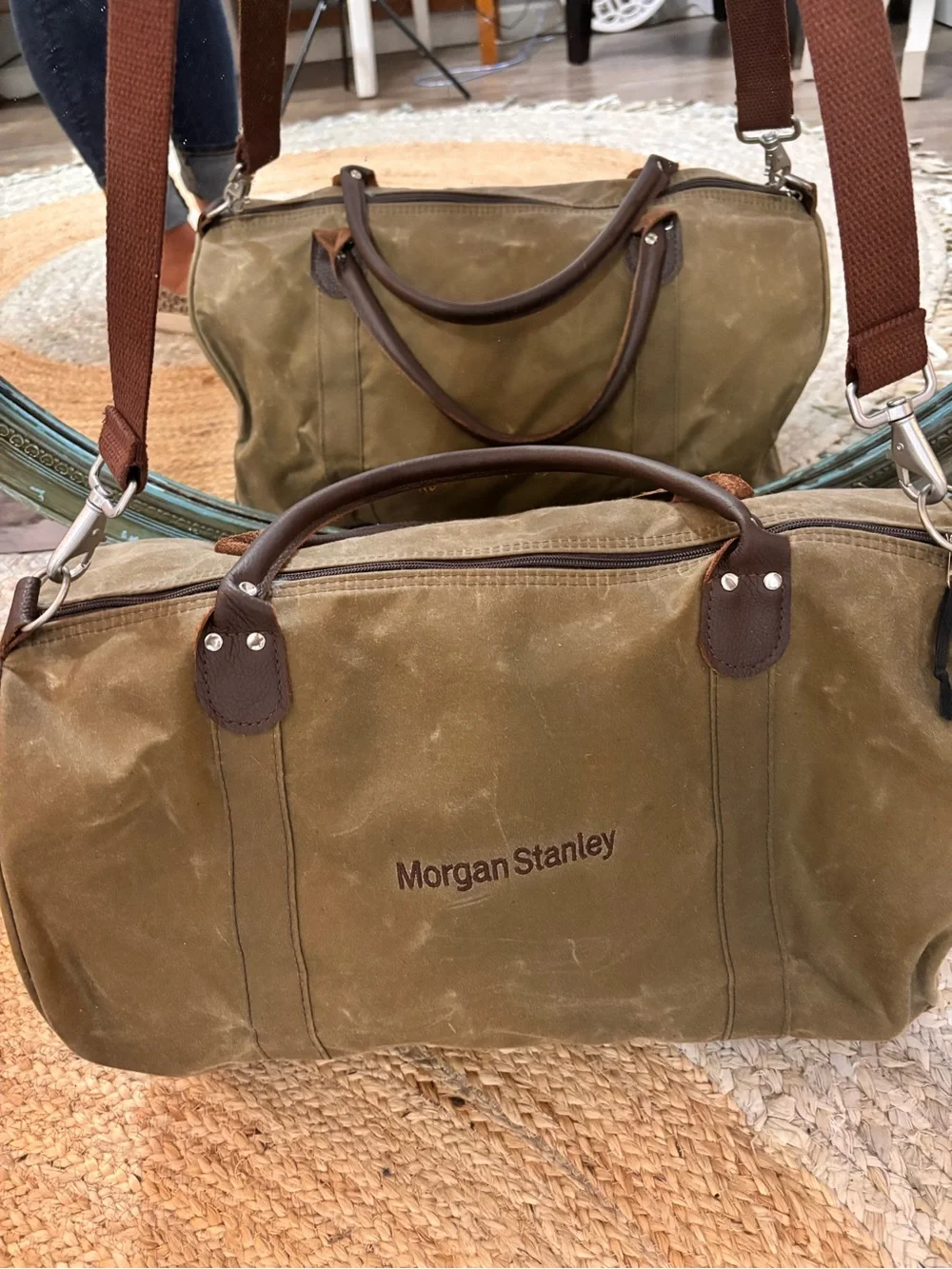 Scarborough and Tweed Morgan Stanley Men's Brown/Olive Canvas Weekender Bag